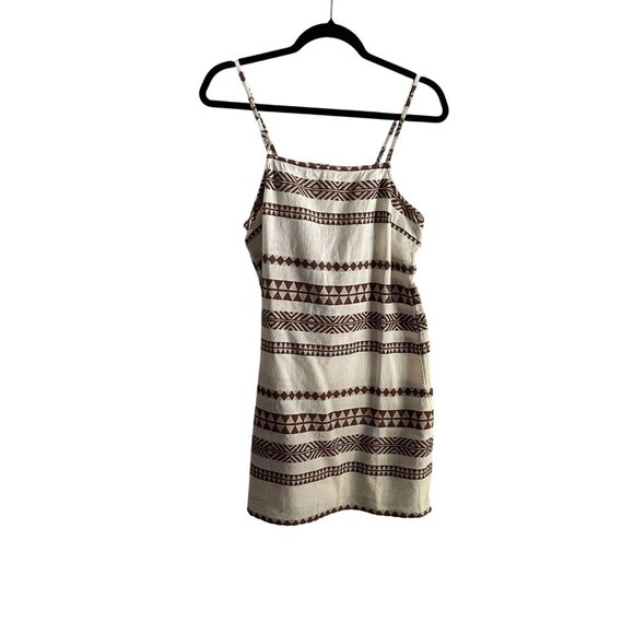 Aerie S Neutral Striped Boho Beachy Sleeveless Jacquard Open Back Mini Dress NWT - Picture 3 of 12